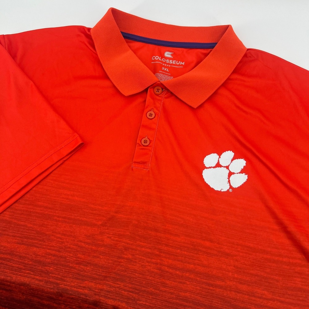 Colosseum Clemson Tigers Mens 3XL Orange Ombre Space Dye Performance Polo Shirt